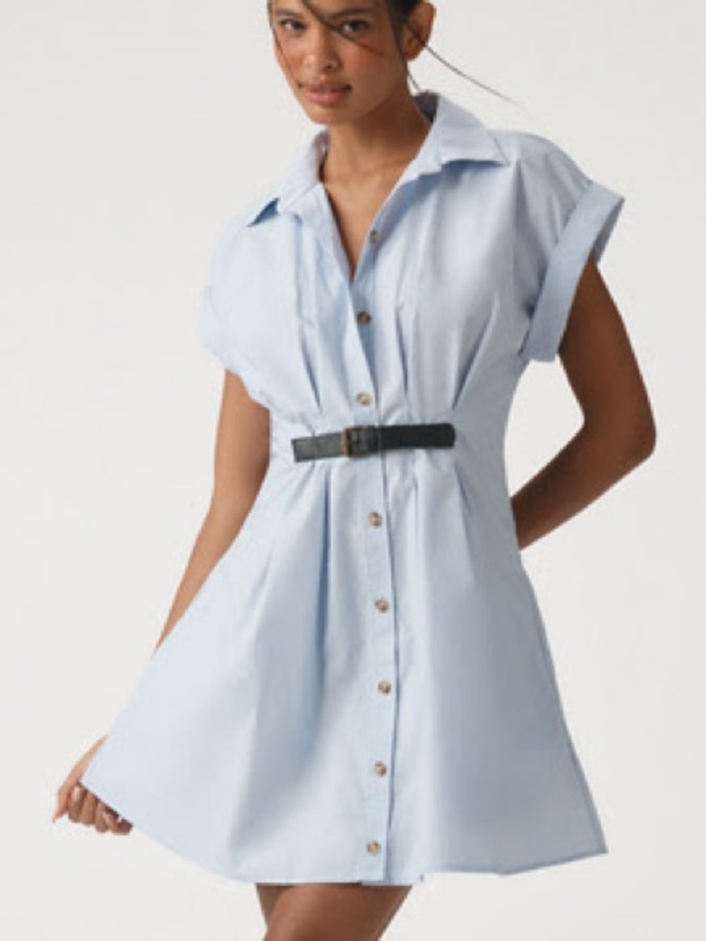 Anthropologie Tobie Mini Shirtdress by Exquise in Blue, Medium